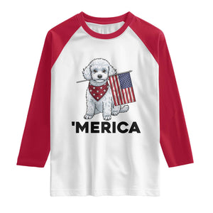 Merica Poodle Mom Dad Patriotic Gift Raglan Shirt 4th Of July Pride TS12 White Red Print Your Wear