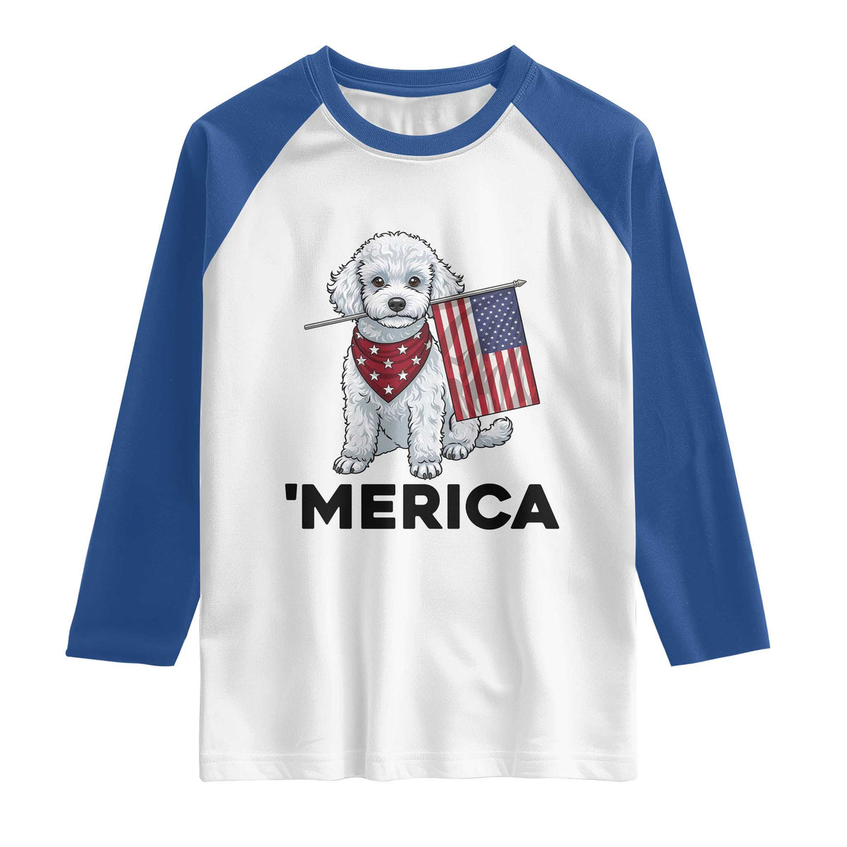 Merica Poodle Mom Dad Patriotic Gift Raglan Shirt 4th Of July Pride TS12 White Royal Print Your Wear