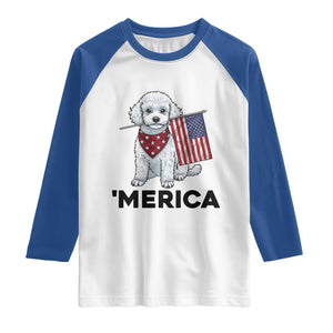 Merica Poodle Mom Dad Patriotic Gift Raglan Shirt 4th Of July Pride TS12 White Royal Print Your Wear