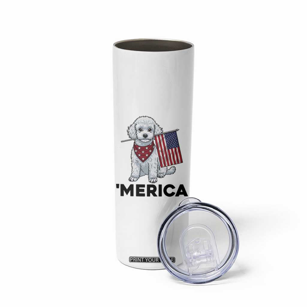 Merica Poodle Mom Dad Patriotic Gift Skinny Tumbler 4th Of July Pride