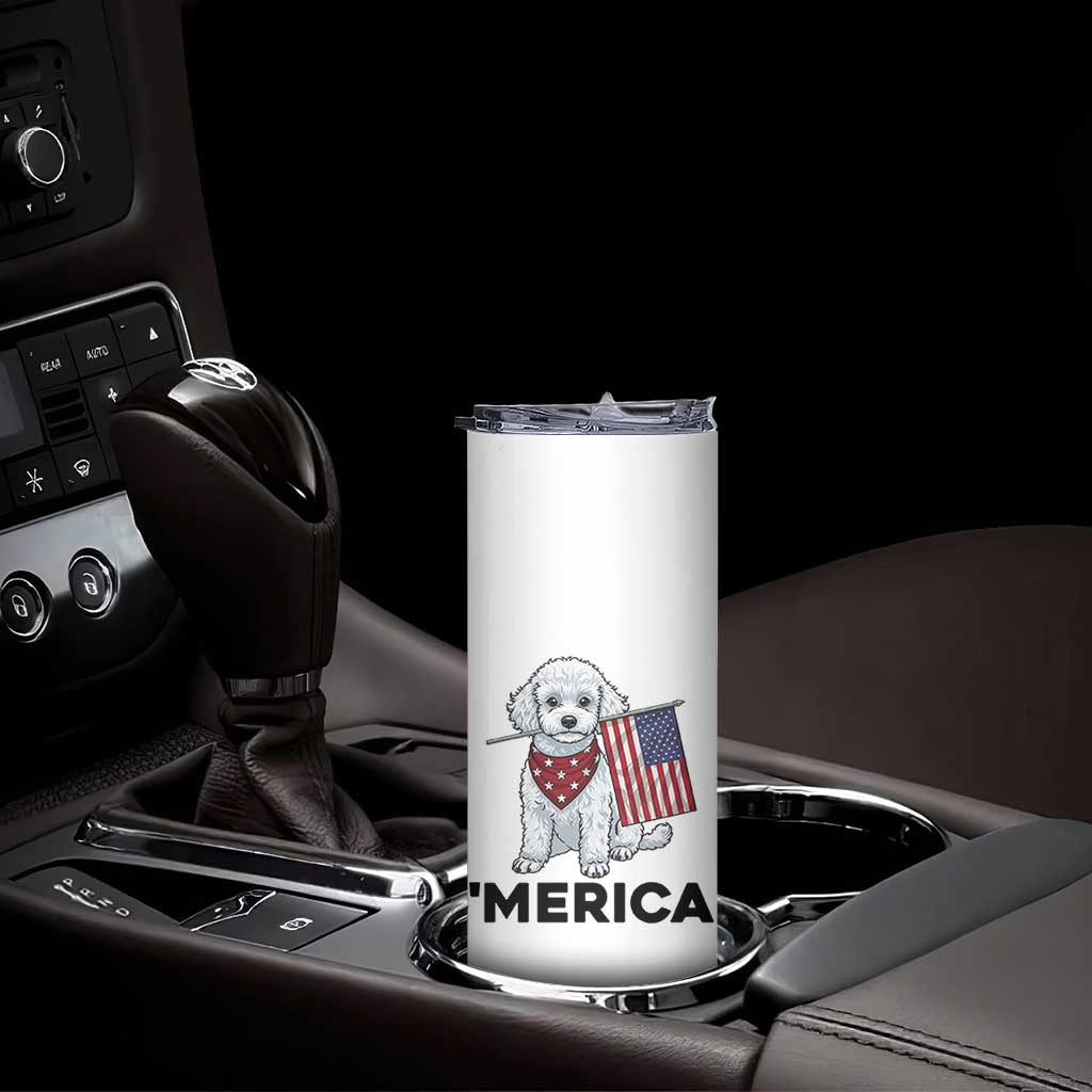Merica Poodle Mom Dad Patriotic Gift Skinny Tumbler 4th Of July Pride