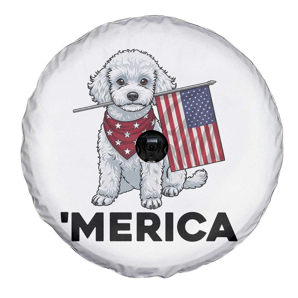 Merica Poodle Mom Dad Patriotic Gift Spare Tire Cover 4th Of July Pride