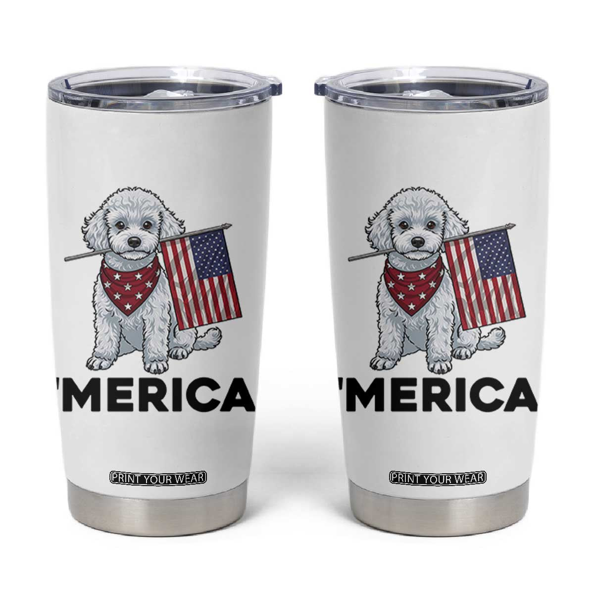 Merica Poodle Mom Dad Patriotic Gift Tumbler Cup 4th Of July Pride