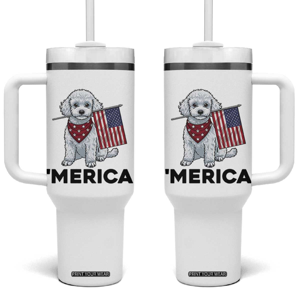 Merica Poodle Mom Dad Patriotic Gift Tumbler With Handle 4th Of July Pride
