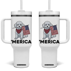 Merica Poodle Mom Dad Patriotic Gift Tumbler With Handle 4th Of July Pride