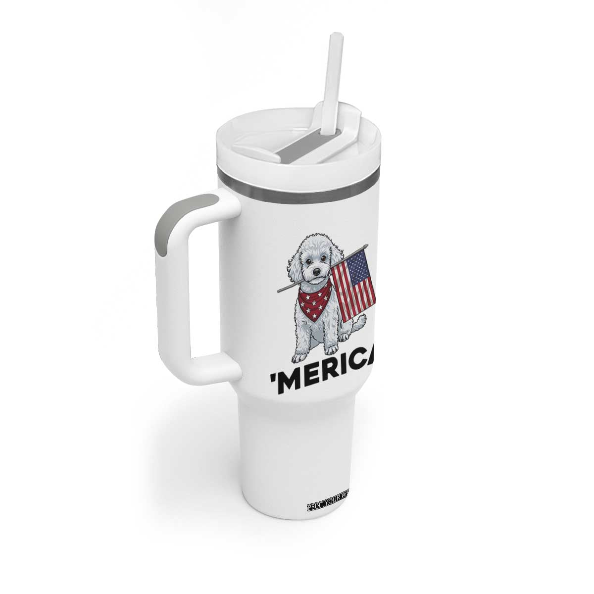 Merica Poodle Mom Dad Patriotic Gift Tumbler With Handle 4th Of July Pride