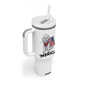 Merica Poodle Mom Dad Patriotic Gift Tumbler With Handle 4th Of July Pride