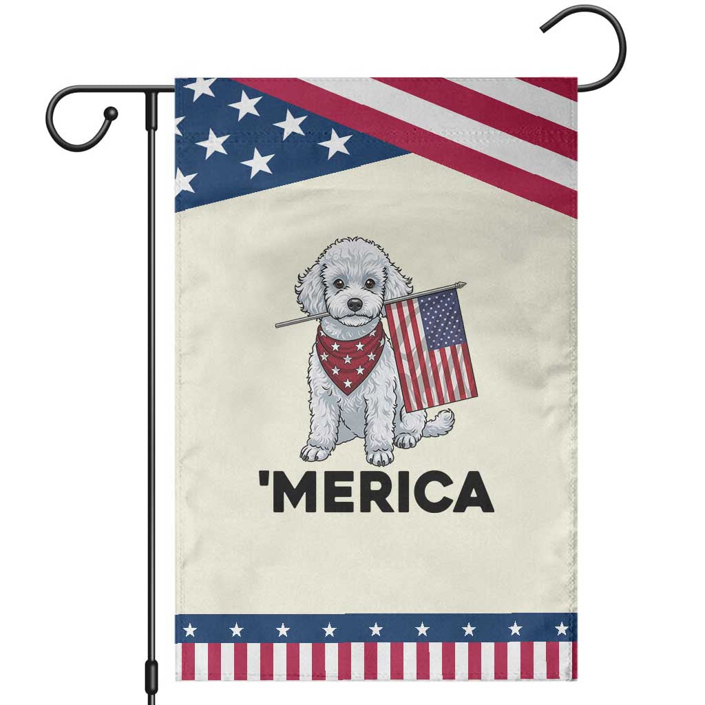 Merica Poodle Mom Dad Gift Patriotic Garden Flag 4th Of July Pride