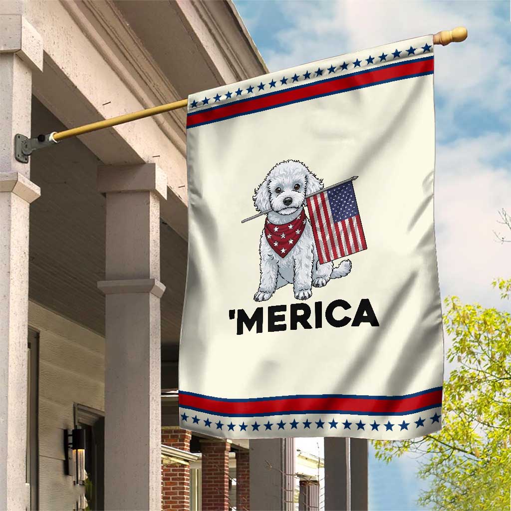 Merica Poodle Mom Dad Gift Patriotic Garden Flag 4th Of July Pride