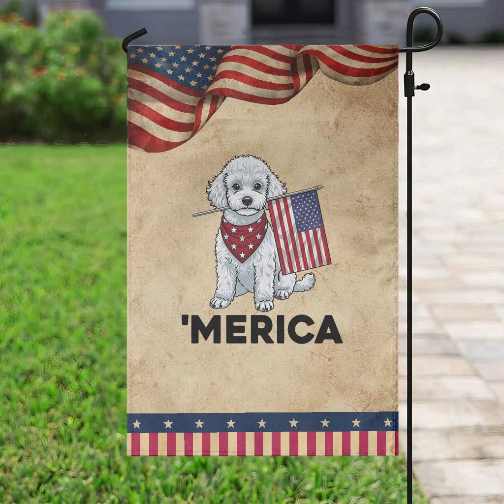 Merica Poodle Mom Dad Gift Patriotic Garden Flag 4th Of July Pride