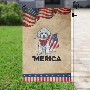 Merica Poodle Mom Dad Gift Patriotic Garden Flag 4th Of July Pride