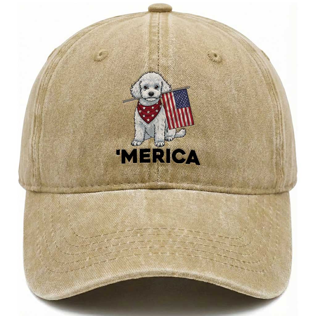 Merica Poodle Mom Dad Patriotic Gift Washed Cotton Baseball Cap 4th Of July Pride