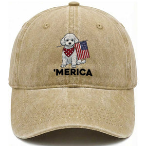 Merica Poodle Mom Dad Patriotic Gift Washed Cotton Baseball Cap 4th Of July Pride