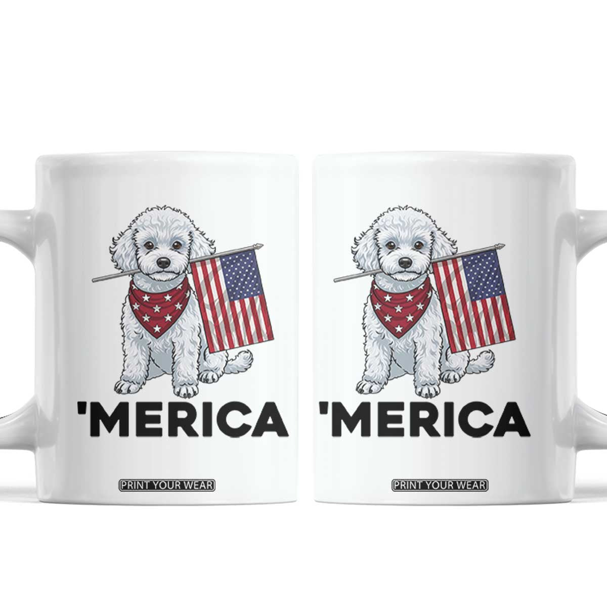 Merica Poodle Mom Dad Patriotic Gift Coffee Mug 4th Of July Pride TS12 White Print Your Wear