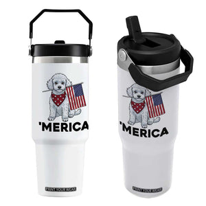 Merica Poodle Mom Dad Patriotic Gift Flip Straw Tumbler 4th Of July Pride