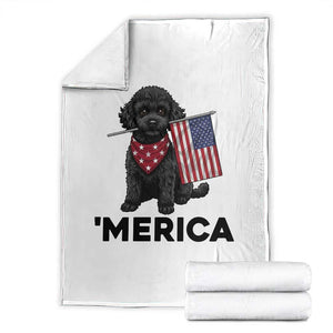 Merica Poodle Dog Lover Gift Throw Blanket Patriotic 4th Of July