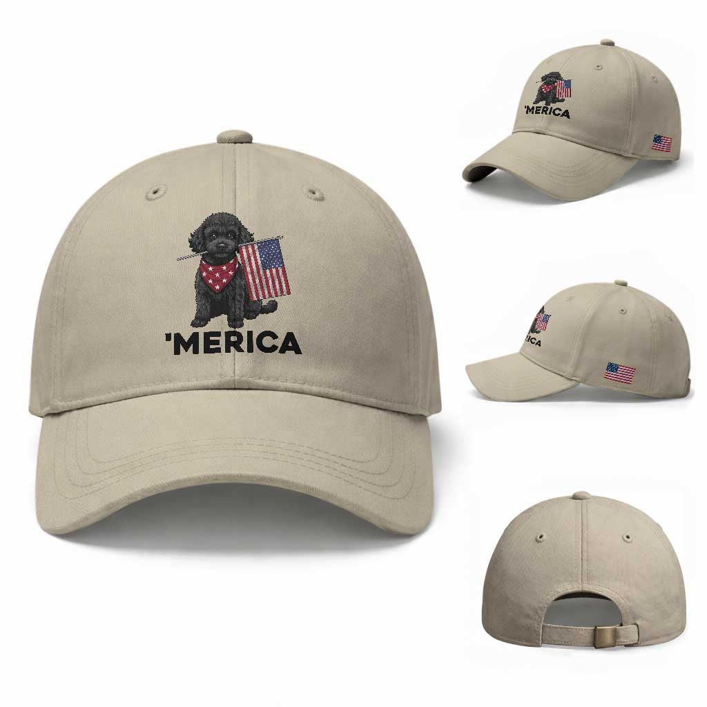 Merica Poodle Dog Lover Gift Baseball Cap Patriotic 4th Of July