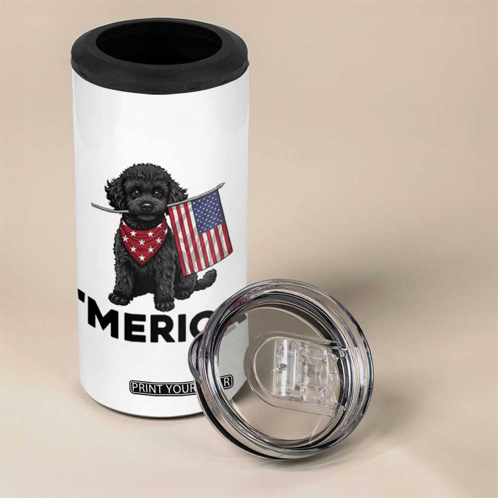 Merica Poodle Dog Lover Gift 4 in 1 Can Cooler Tumbler Patriotic 4th Of July