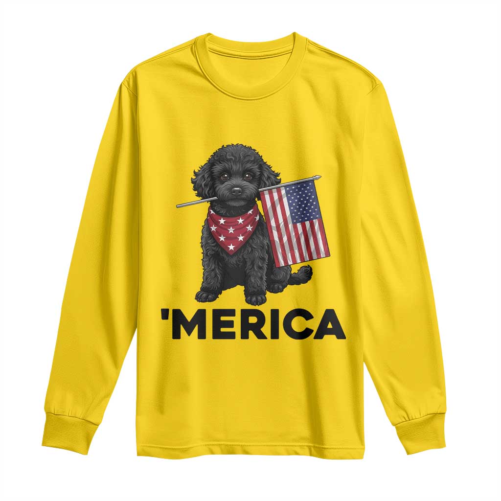 Merica Poodle Dog Lover Gift Long Sleeve Shirt Patriotic 4th Of July