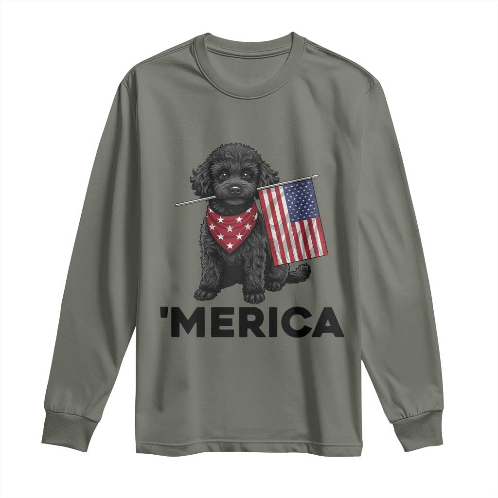 Merica Poodle Dog Lover Gift Long Sleeve Shirt Patriotic 4th Of July
