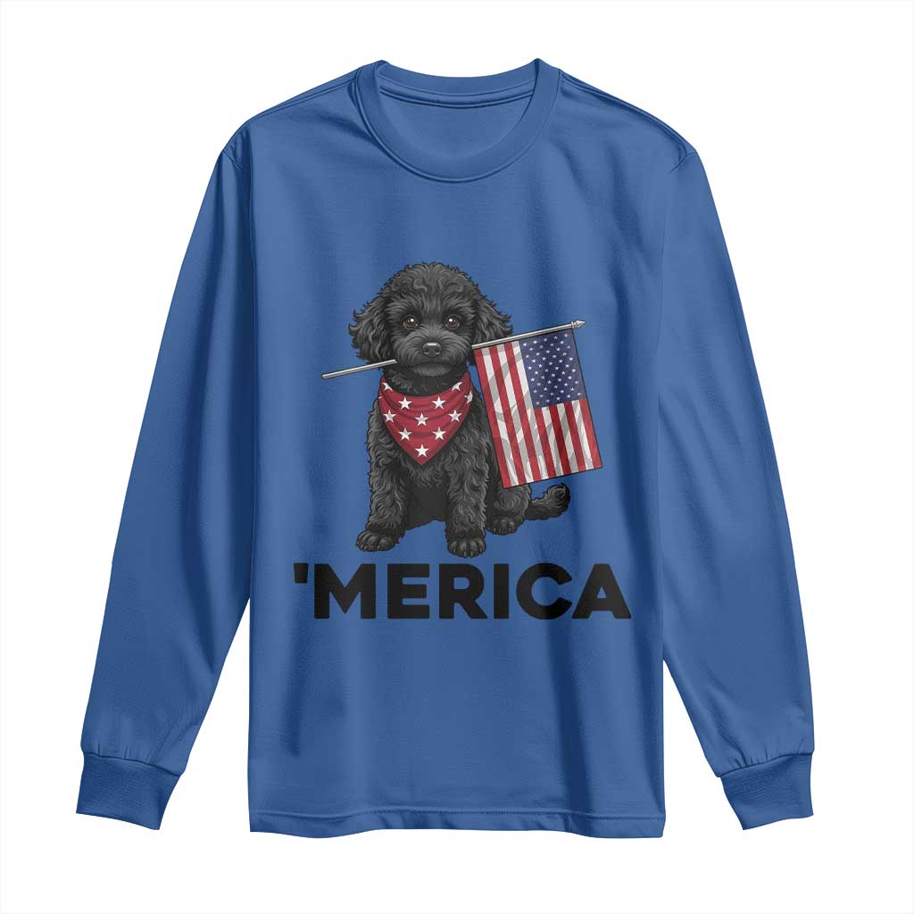 Merica Poodle Dog Lover Gift Long Sleeve Shirt Patriotic 4th Of July