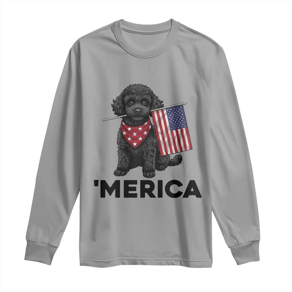 Merica Poodle Dog Lover Gift Long Sleeve Shirt Patriotic 4th Of July