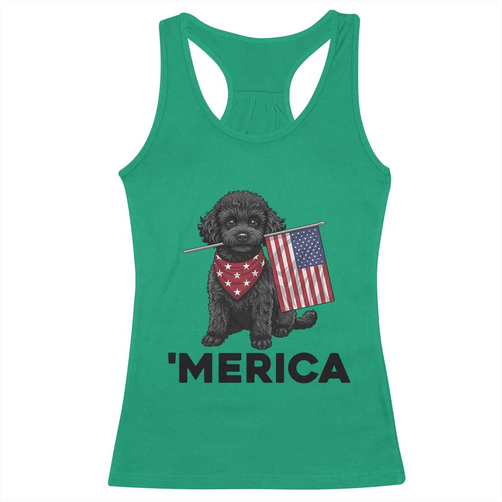 Merica Poodle Dog Lover Gift Racerback Tank Top Patriotic 4th Of July