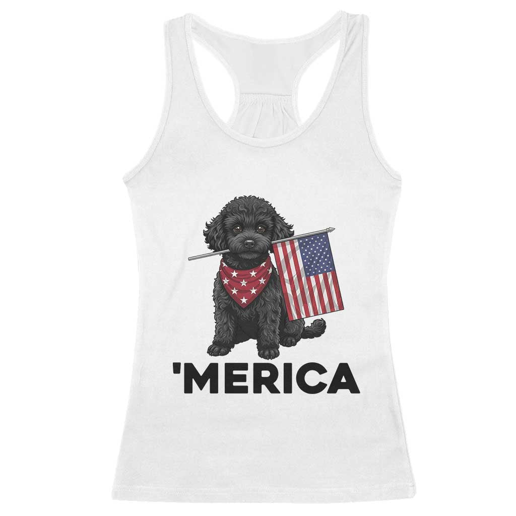 Merica Poodle Dog Lover Gift Racerback Tank Top Patriotic 4th Of July TS12 White Print Your Wear
