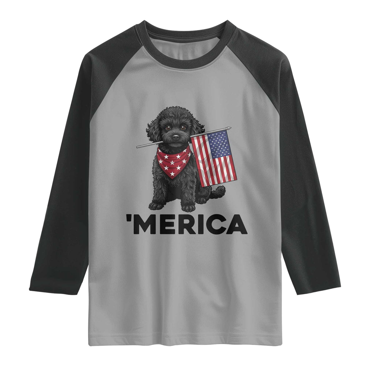 Merica Poodle Dog Lover Gift Raglan Shirt Patriotic 4th Of July