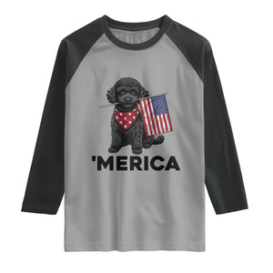 Merica Poodle Dog Lover Gift Raglan Shirt Patriotic 4th Of July