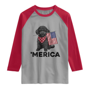 Merica Poodle Dog Lover Gift Raglan Shirt Patriotic 4th Of July