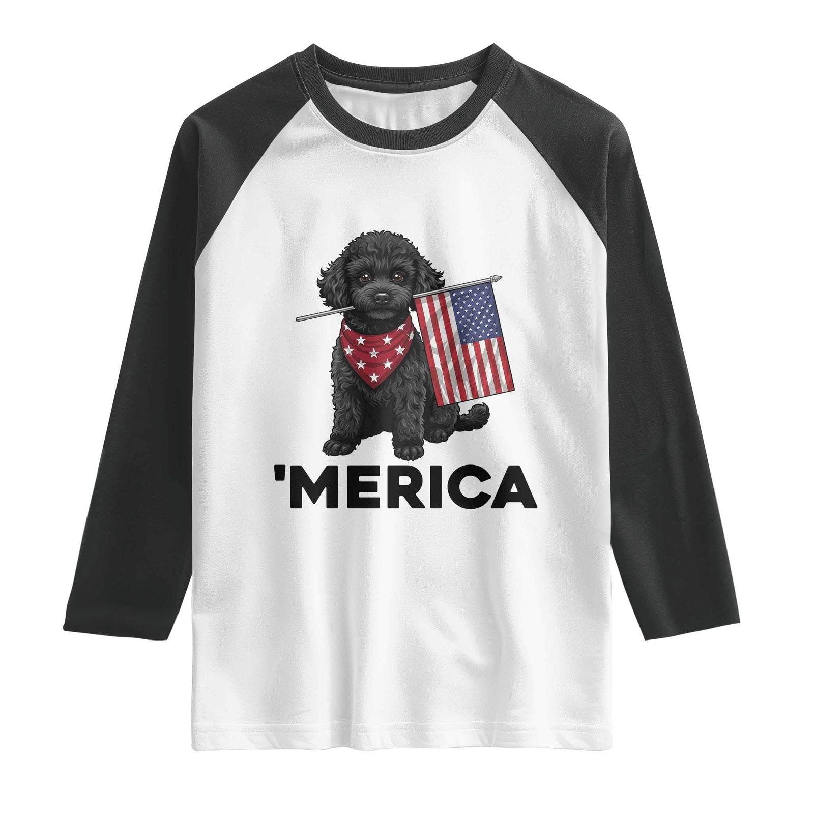 Merica Poodle Dog Lover Gift Raglan Shirt Patriotic 4th Of July TS12 White Black Print Your Wear