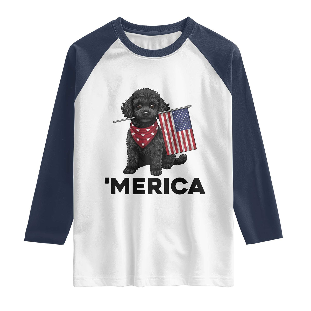 Merica Poodle Dog Lover Gift Raglan Shirt Patriotic 4th Of July