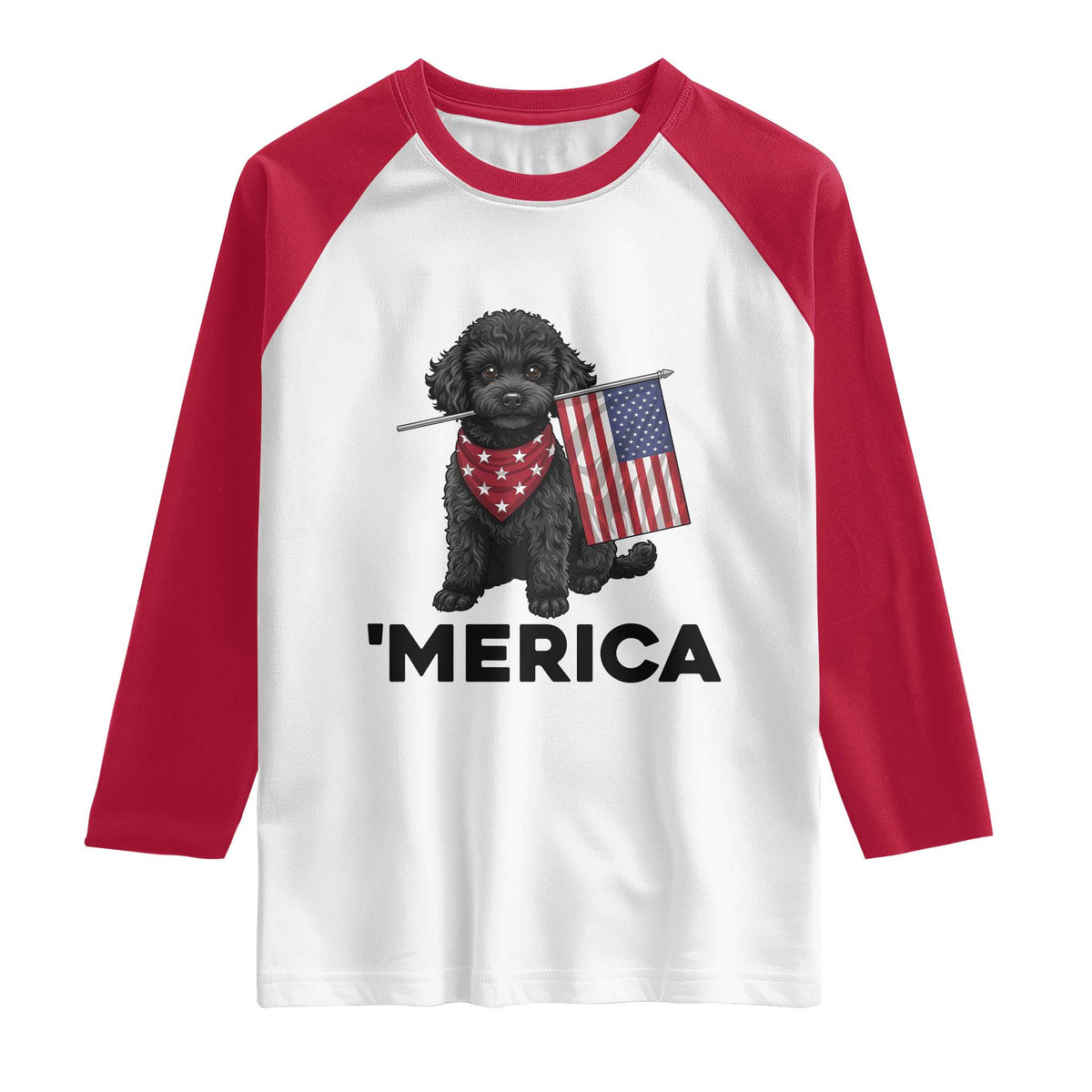 Merica Poodle Dog Lover Gift Raglan Shirt Patriotic 4th Of July