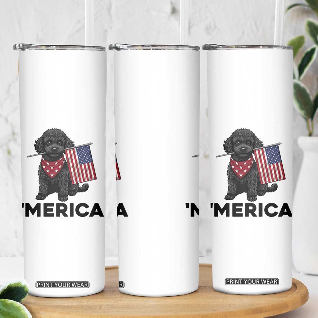 Merica Poodle Dog Lover Gift Skinny Tumbler Patriotic 4th Of July