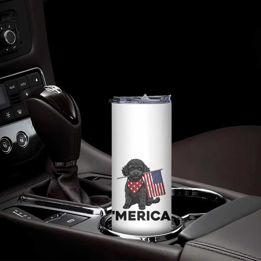 Merica Poodle Dog Lover Gift Skinny Tumbler Patriotic 4th Of July