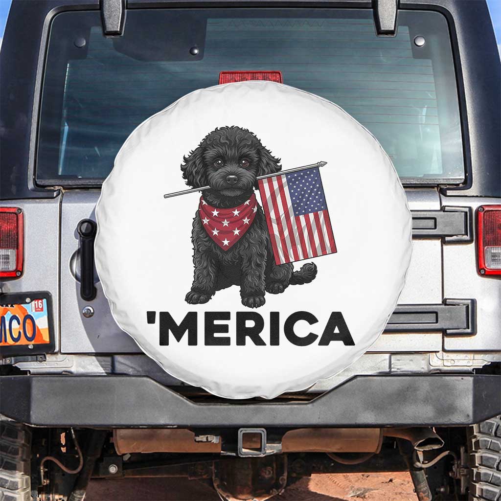 Merica Poodle Dog Lover Gift Spare Tire Cover Patriotic 4th Of July TS12 No hole White Print Your Wear