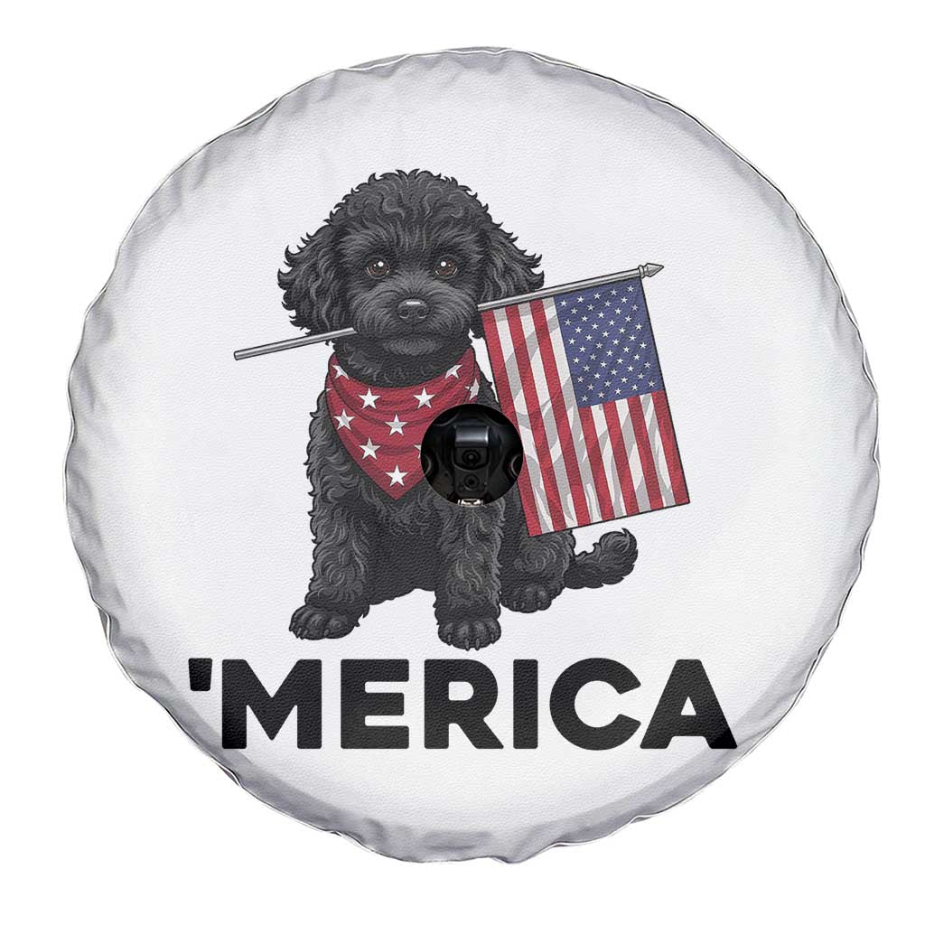 Merica Poodle Dog Lover Gift Spare Tire Cover Patriotic 4th Of July