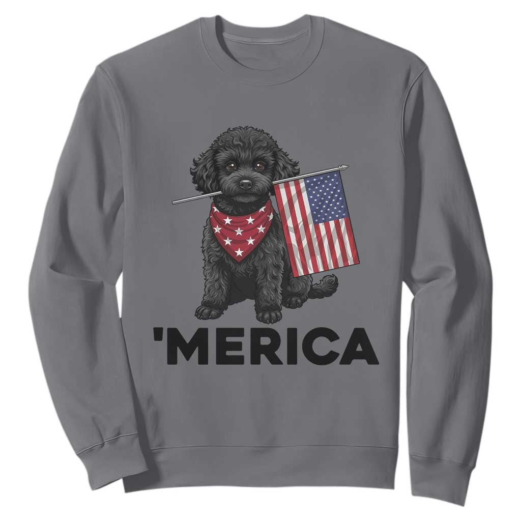 Merica Poodle Dog Lover Gift Sweatshirt Patriotic 4th Of July