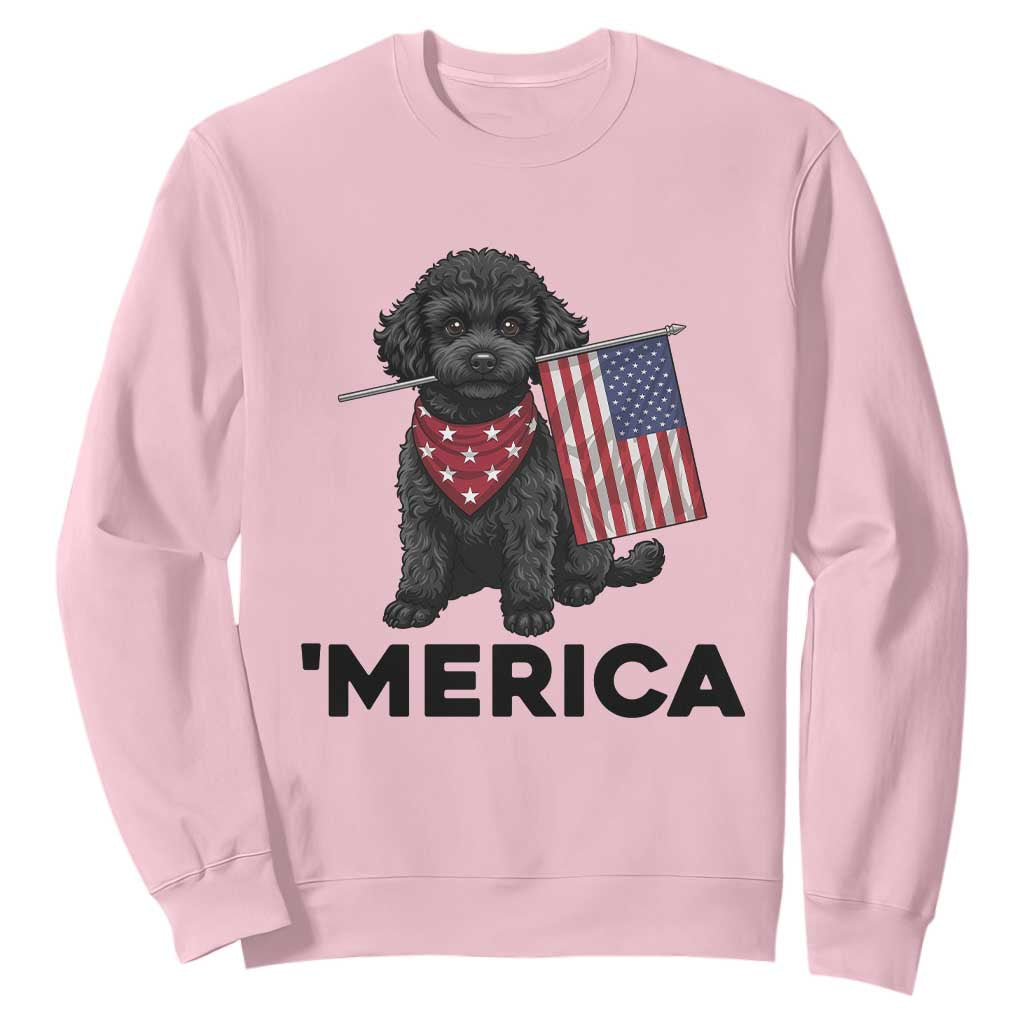 Merica Poodle Dog Lover Gift Sweatshirt Patriotic 4th Of July