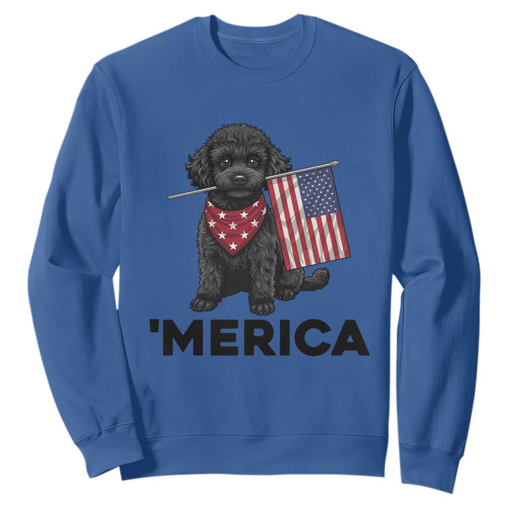 Merica Poodle Dog Lover Gift Sweatshirt Patriotic 4th Of July