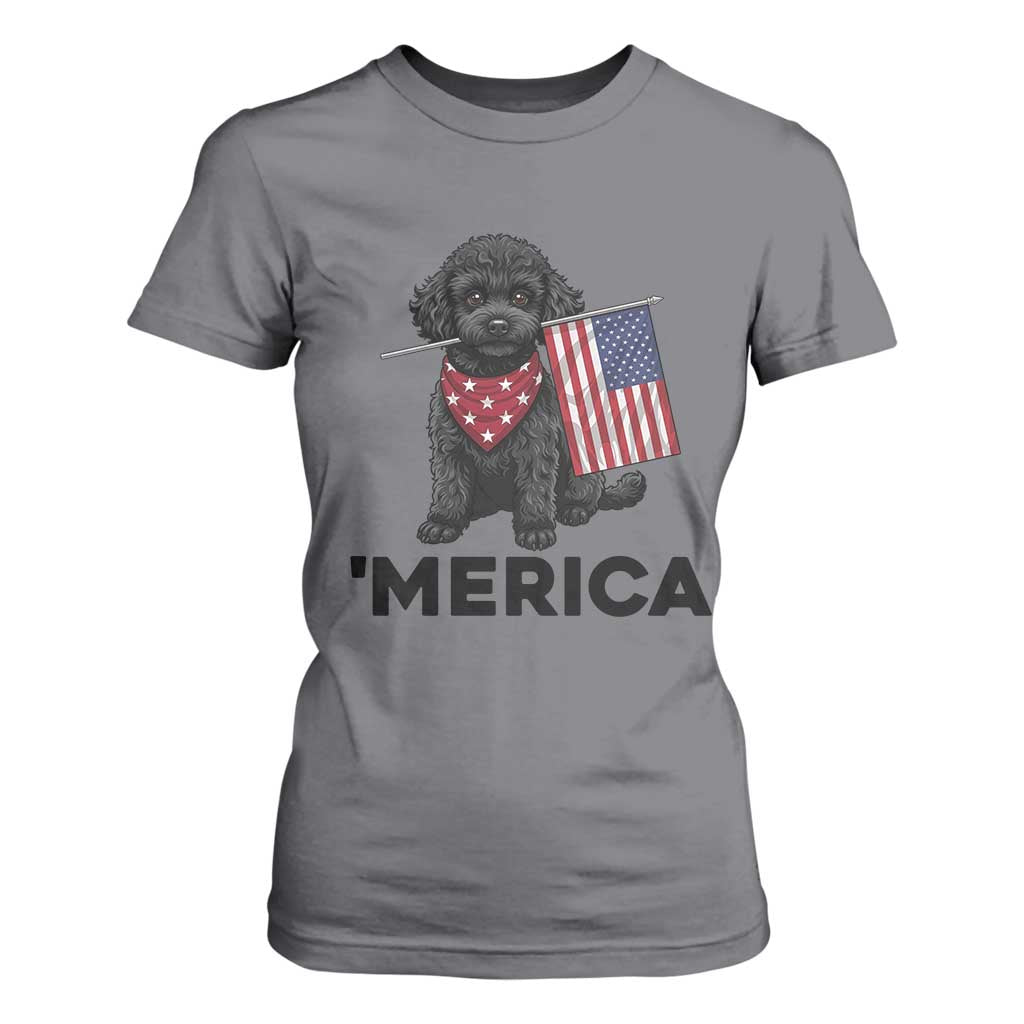 Merica Poodle Dog Lover Gift T Shirt For Women Patriotic 4th Of July