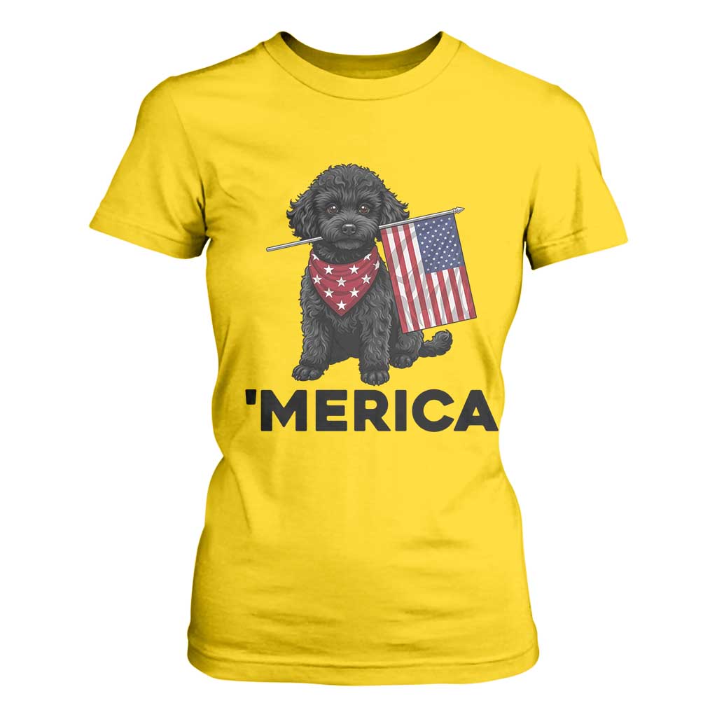 Merica Poodle Dog Lover Gift T Shirt For Women Patriotic 4th Of July