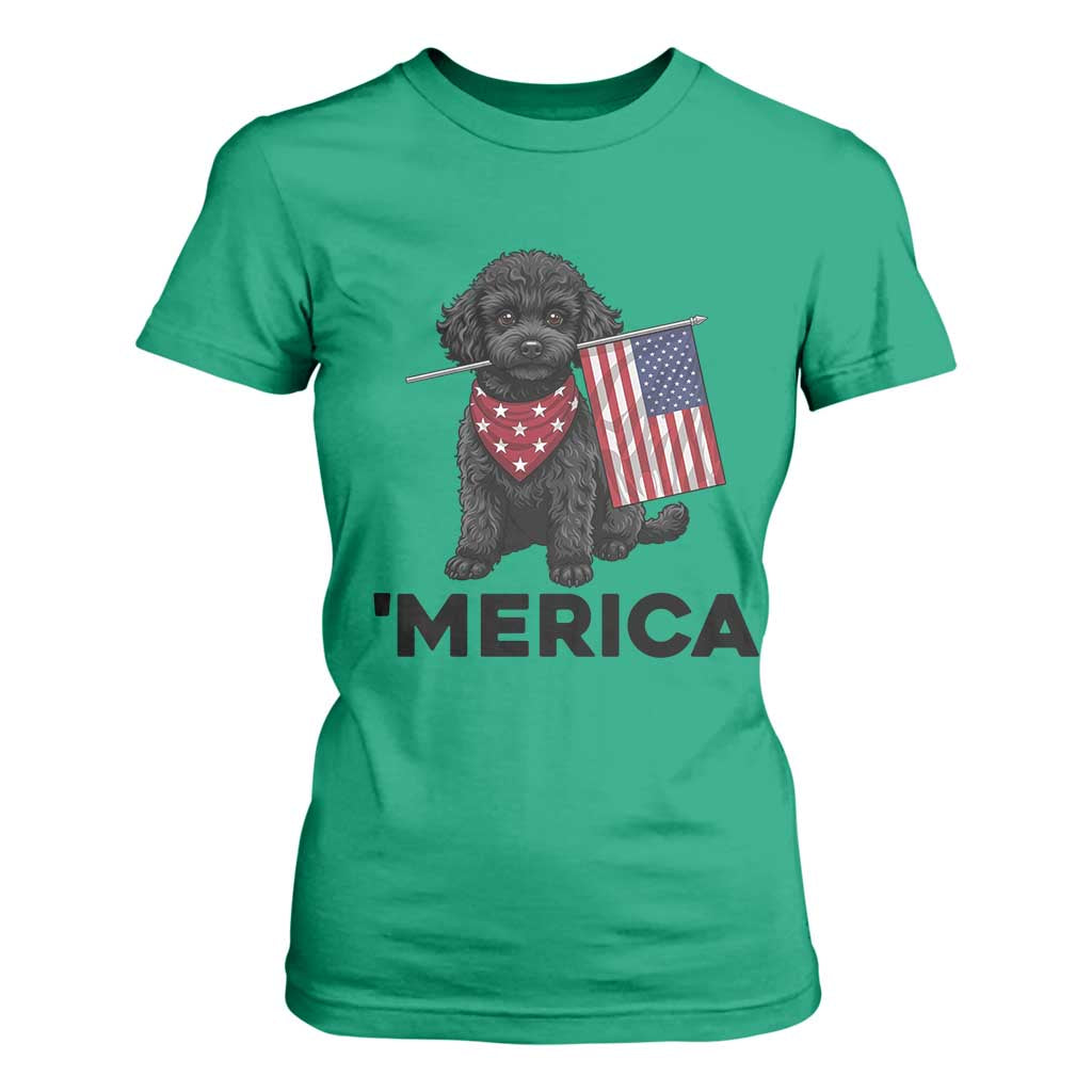 Merica Poodle Dog Lover Gift T Shirt For Women Patriotic 4th Of July