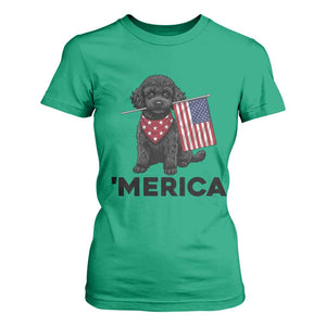 Merica Poodle Dog Lover Gift T Shirt For Women Patriotic 4th Of July