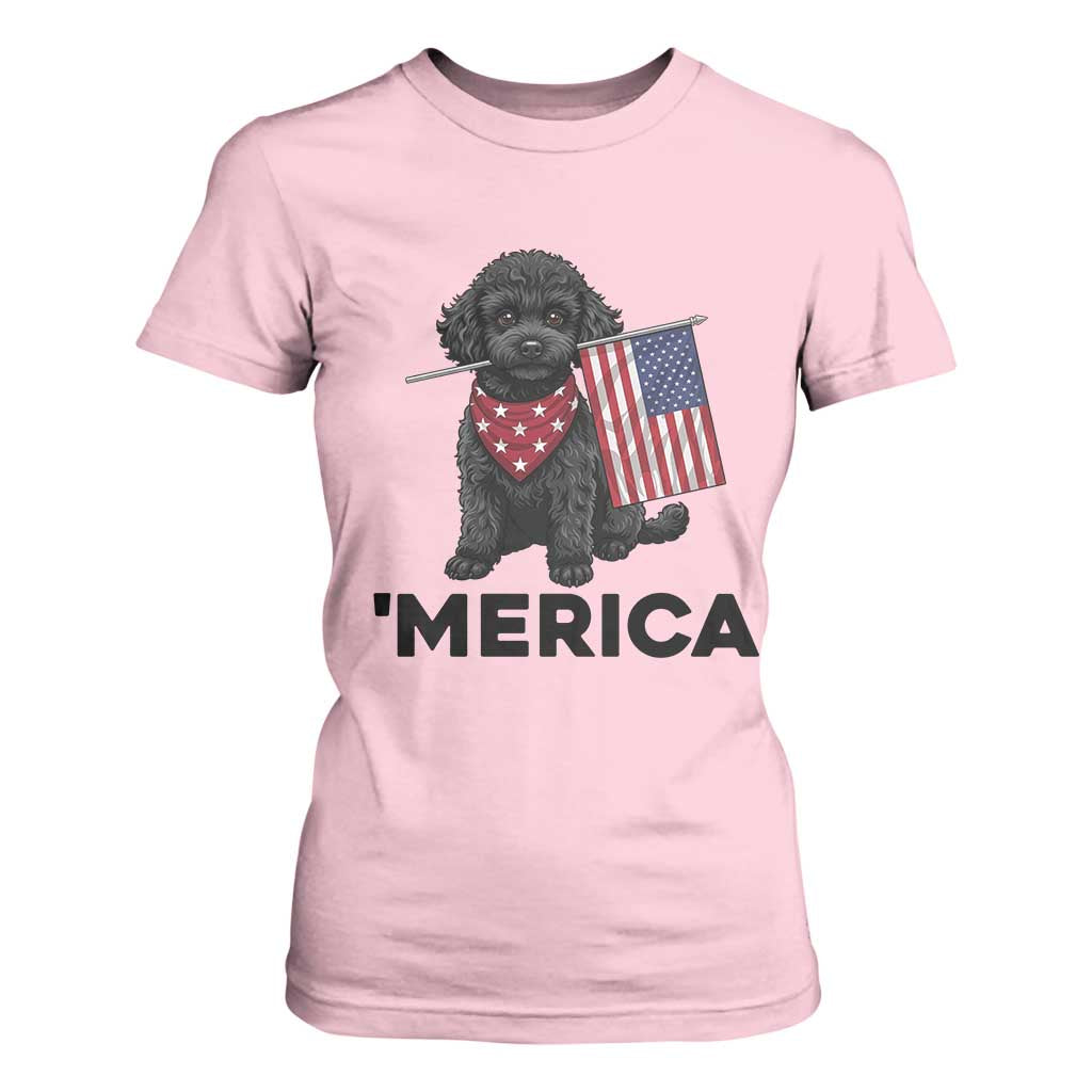 Merica Poodle Dog Lover Gift T Shirt For Women Patriotic 4th Of July