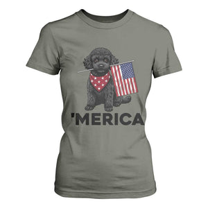Merica Poodle Dog Lover Gift T Shirt For Women Patriotic 4th Of July