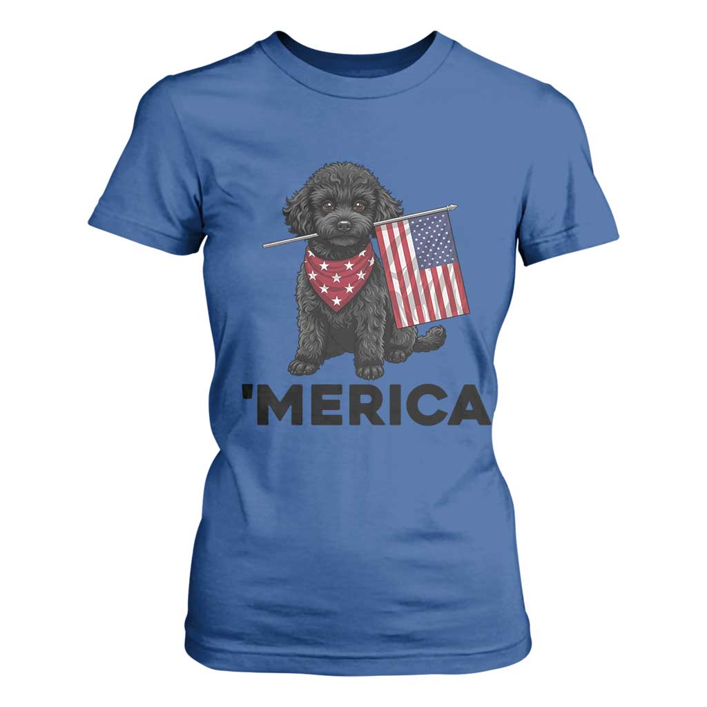 Merica Poodle Dog Lover Gift T Shirt For Women Patriotic 4th Of July