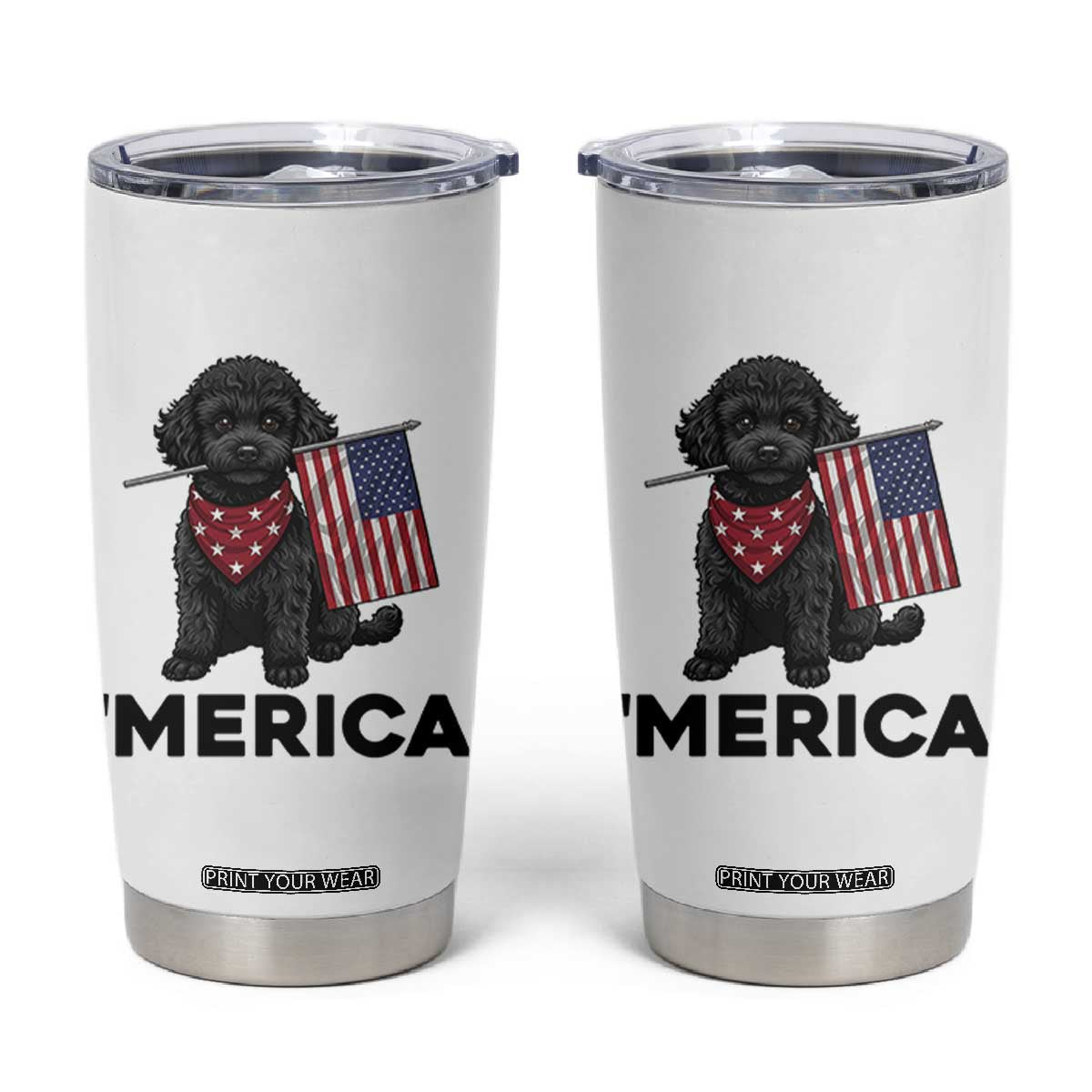 Merica Poodle Dog Lover Gift Tumbler Cup Patriotic 4th Of July