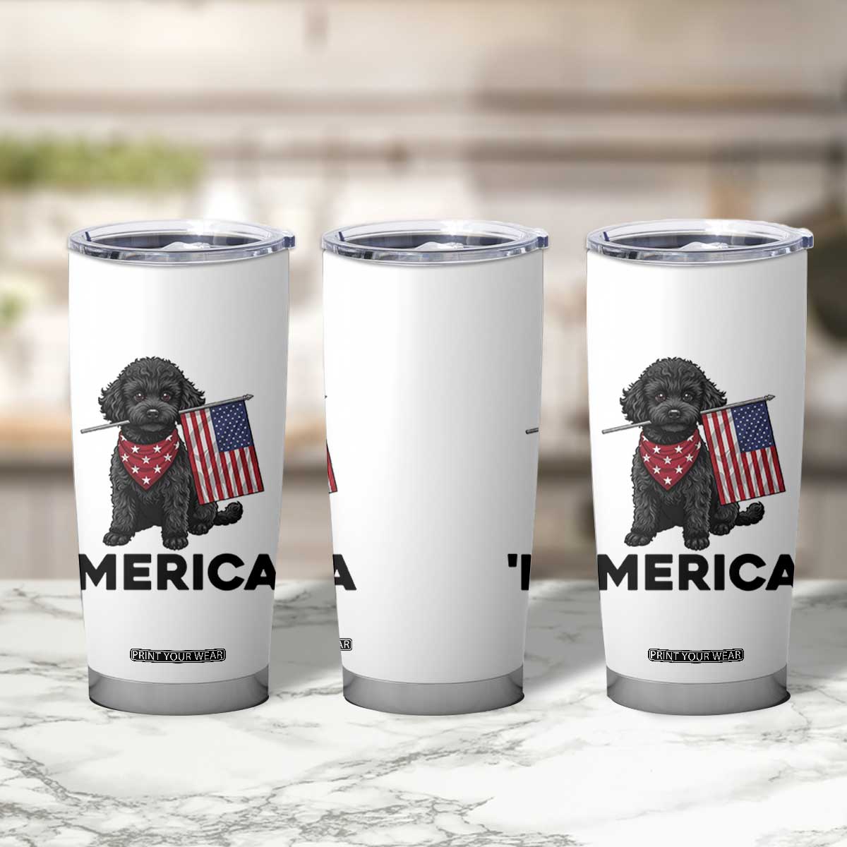 Merica Poodle Dog Lover Gift Tumbler Cup Patriotic 4th Of July